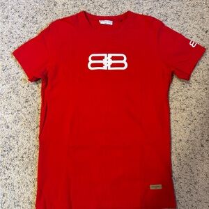 Y2K Balenciaga Red Tee with White Logo Size Men’s Small (Marked As Youth XL)